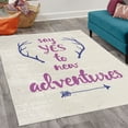 thumbnail image 2 of Adventure Decorative Rug, Calligraphic Words Antlers and Arrow on Grunge Dotted Backdrop, Quality Carpet for Bedroom Dorm and Living Room, 6 Sizes, Dark Violet, by Ambesonne, 2 of 4