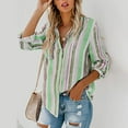 thumbnail image 7 of Womens Rainbow Striped Print Long Sleeve Tops with Pockets Single Breasted Lapel Tunic Blouses Loose Casual Shirts, 7 of 7
