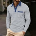 thumbnail image 3 of Men's Waffle Knit Long Sleeve Golf Shirt Contrast Collared T-Shirts Lightweight Breathable Stretch Performance Quick Dry Business Casual Tops with Chest Pocket, 3 of 10