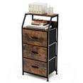 thumbnail image 1 of Giantex Serviette de Rangement Verticale pour Commode, Unité d'Organisation Industrielle avec 3 Tiroirs en Tissu, Dispositif Anti-Basculement et Patins de Pieds Ajustables, (1), 1 of 8