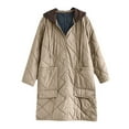 thumbnail image 3 of Women's Quilted Jacket Padded Winter Solid Puffer Coat (Khaki M), 3 of 3