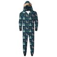 thumbnail image 6 of Odeerbi Christmas Onesie Pajamas for Family Holiday Sleep Jumpsuit Long Sleeve Family Christmas Pajamas Matching Sets Dad Fashion Lattice Print Plush Jumpsuit Sleepwear PJs Set Navy, 6 of 6