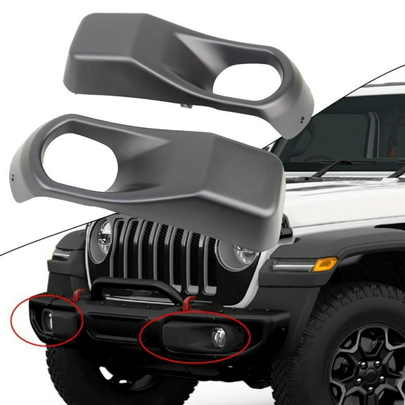 BAMILL Pair LH & RH Front Bumper Fog Light Lamp Cover Fit For JEEP Wrangler JL 2018 
