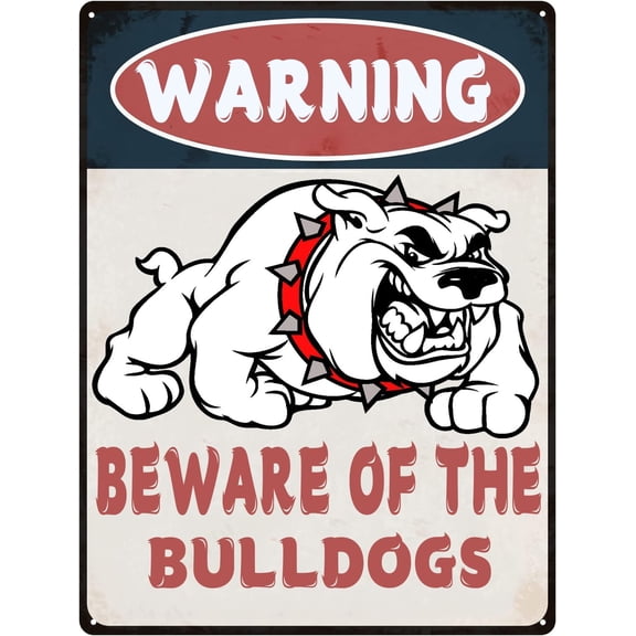 Beware Of The Bulldogs Metal Sign Warning Sign Safety Signs For Home Outdoor Garden 8x12 Inches