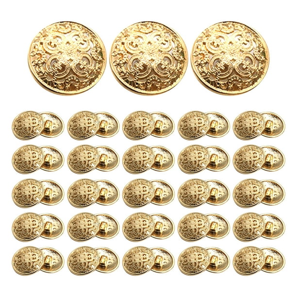 30 botones de 20 mm con hebilla de metal, elegantes y huecos, para manualidades, costura, decoración (dorado claro)
