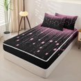 thumbnail image 2 of Erosebridal Sparkling Star Zipper Twin Comforter Sets with Fitted Sheet and 2 Pillowcases,Glitter Curtain Print Zipper Bedding Set,Pink Black,Black Reversible, 2 of 6