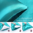 thumbnail image 6 of PiccoCasa Satin Pillowcases Standard Pillow Covers Set of 2, Queen Teal, 6 of 7