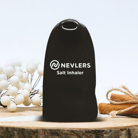 Nevlers Ceramic Salt Inhaler with Pure Himalayan Pink Salt | Asthma and Allergy Relief | Black