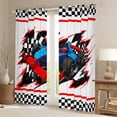 thumbnail image 2 of Manfei Kids Children Racing Car Blackout Curtains Set of 2 (52x84 Each),Geometric Plaid Window Curtains,Extreme Sport Curtains and Drapes,Super Cozy Room Decor, 2 of 6