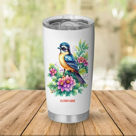 Eastern Phoebe Bird Lover Tumbler 20oz - Custom Stainless Travel Mug with Straw & Handle - Personalized Bird Gift for Women, Girls yDI3ti