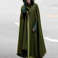 thumbnail image 4 of Grofry Women Cloak Thickened Loose Warm Windproof Lengthened Single Button Closure Sleeve Holes Hooded Ponchos Long Shawl, 4 of 7