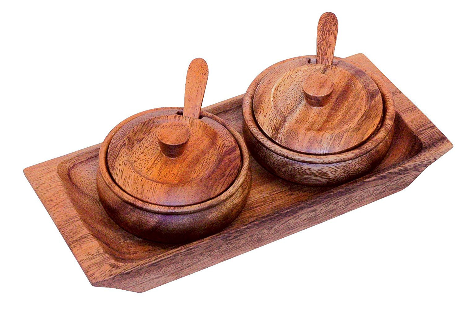 Vintage Wooden Condiment Set 3-Piece Retro