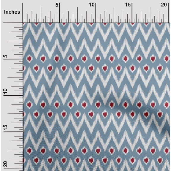 oneOone Cotton Silk Fabric Chevron Ikat Printed Fabric 1 Yard 42 Inch Wide