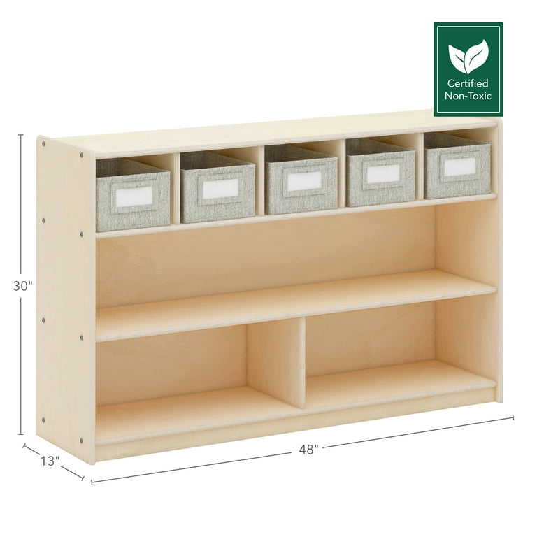 Guidecraft EdQ Shelves and 5 Bin Storage Unit 30 - Natural