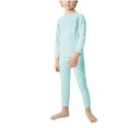 thumbnail image 4 of Riecok Girls Thermal Underwear Sets Long Sleeve Solid Color Pullover Tops and Long Pants Soft Comfortable Bottom Sets, 4 of 8