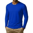 thumbnail image 4 of Dresfit Mens Big and Tall Shirts Solid Color Thermal Tops Fall Knit Long Sleeve Crew Neck Muscle Shirt 2025 Basic Cotton Stretch Pullover Tops Royal Blue 4XL, 4 of 7