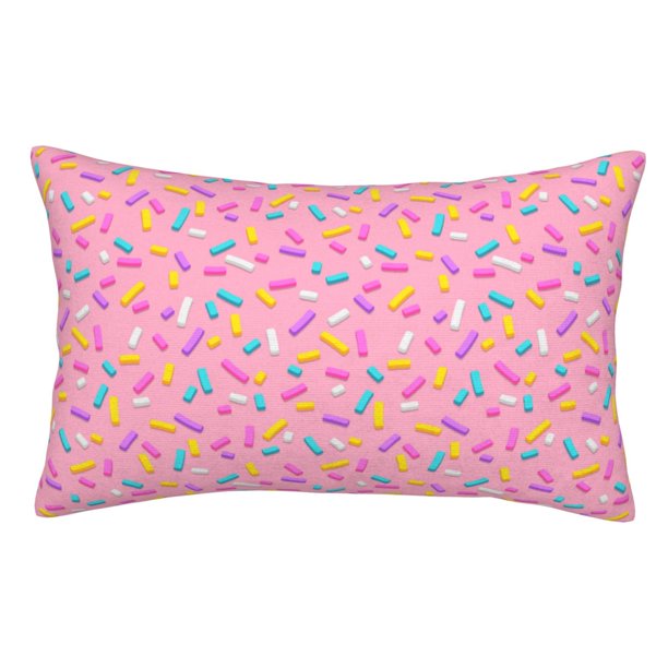 Fotbe Pink Donut Funda de Almohada Decorativa Estilo Occidental, Lujo en Algodón, Fundas para Almohadas King, Cojín Estampado para Decoración del Hogar-14"x20"