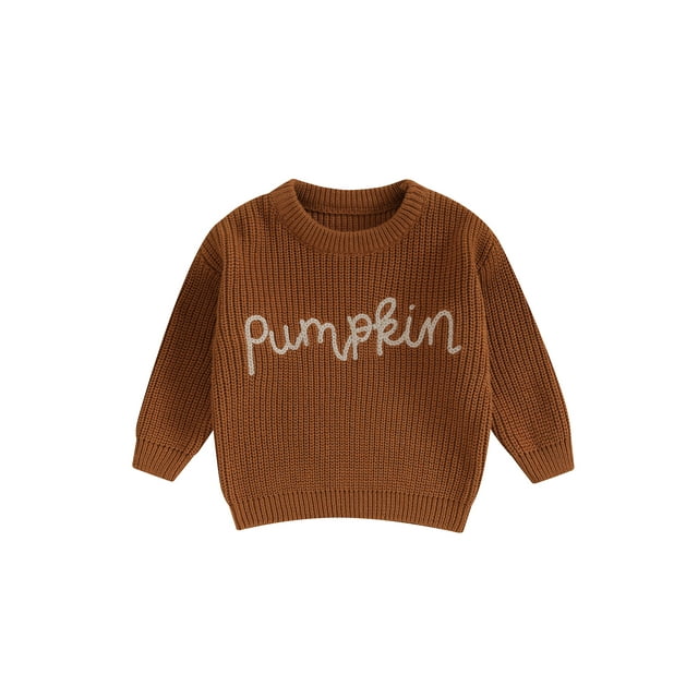 ZAXARRA Chandail Tricoté d'Automne et d'Hiver pour Bébés Filles, Coupe Ample, Manches Longues, Col Ras du Cou, Broderie de Lettres, Chandail pour Nouveau-Né, Tricot