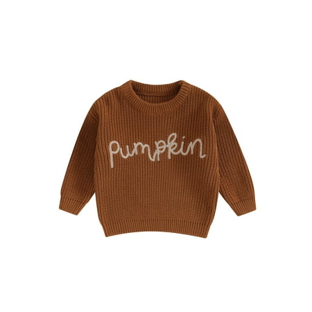 

YiLvUst Toddler Baby Girls Knit Sweater Long Sleeve Pumpkin Embroidery Autumn Winter Pullover Knitwear