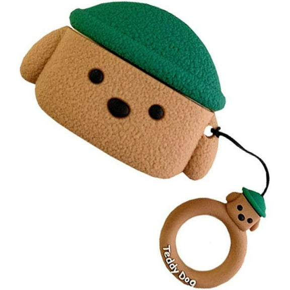 Super Cute 3D Vivid Hat Dog Design Airpods Case Creative funny Animals Wireless Charging Earphone Soft Silicone Shockproof Protector For Airpods Pro With Hang Decoration Pink Hat