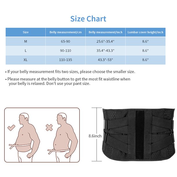 5 Sizes Waist Support Lumbar Support Lower Back Support Belt Adjustable  Neoprene Back Brace Pain Relief For Men Women 