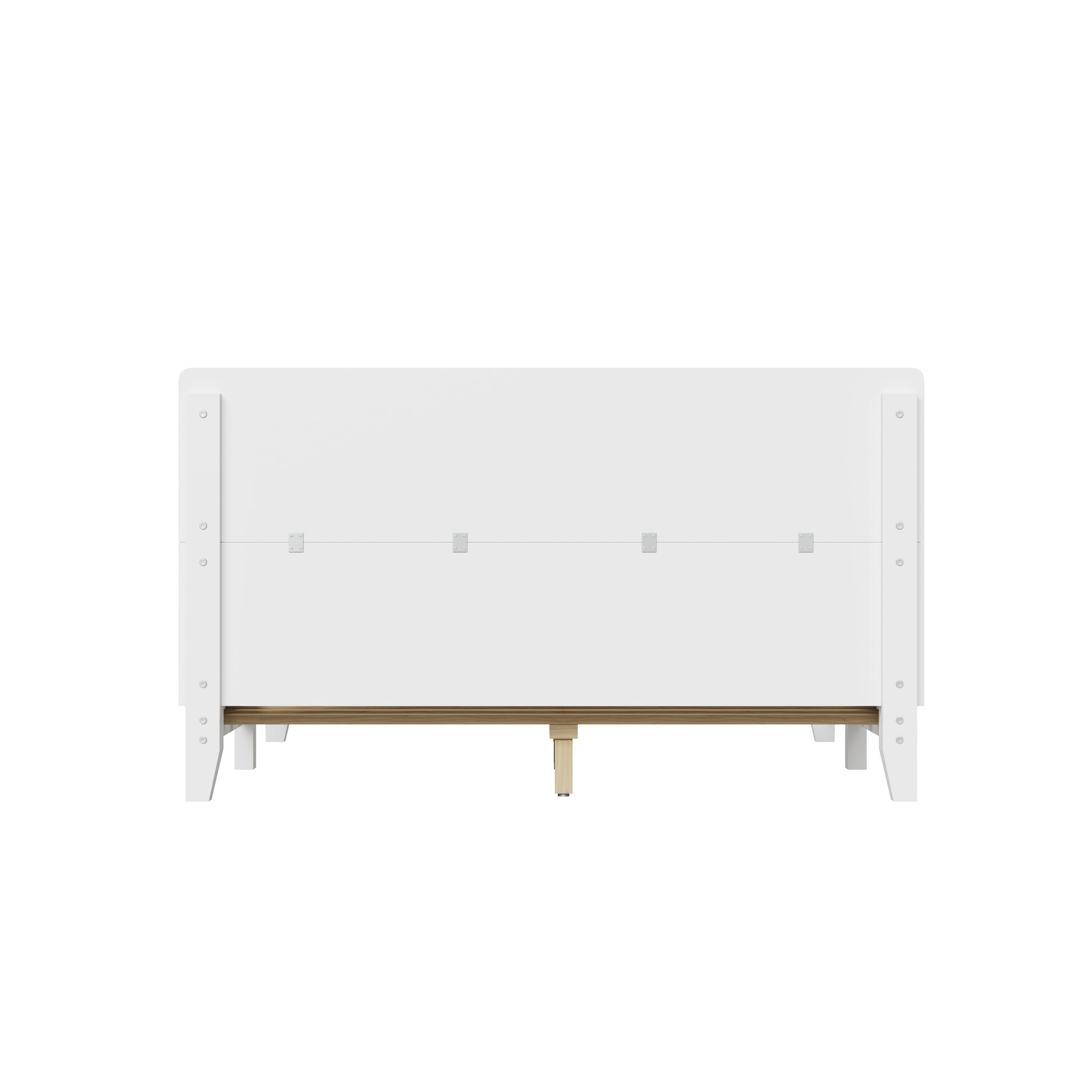 Alvantor Queen Bed Frame with Headboard, Platform Wood Slat Support, No Box Spring Needed, White