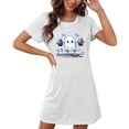 thumbnail image 4 of Tnhcen Halloween Home Loungewear Plus Size Cartoon Print Short Sleeve Sleep Dress Round Neck Soft Polyester Spandex S-2XL for Relaxed Festive Vibes, 4 of 5