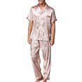 thumbnail image 2 of SWSMCLT Men's Short Sleeve Pajama Set Satin Pajamas Dragon 2 Piece Fall Lounge Silky Thin Valentines Day Pjs Umber X-Small, 2 of 4