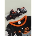 thumbnail image 5 of Bagilaanoe Newborn Baby Girl Halloween Jumpsuits Letter Ghost Print Long Sleeve Bodysuit + Headband 3M 6M 9M 12M Infant One Piece Romper, 5 of 8