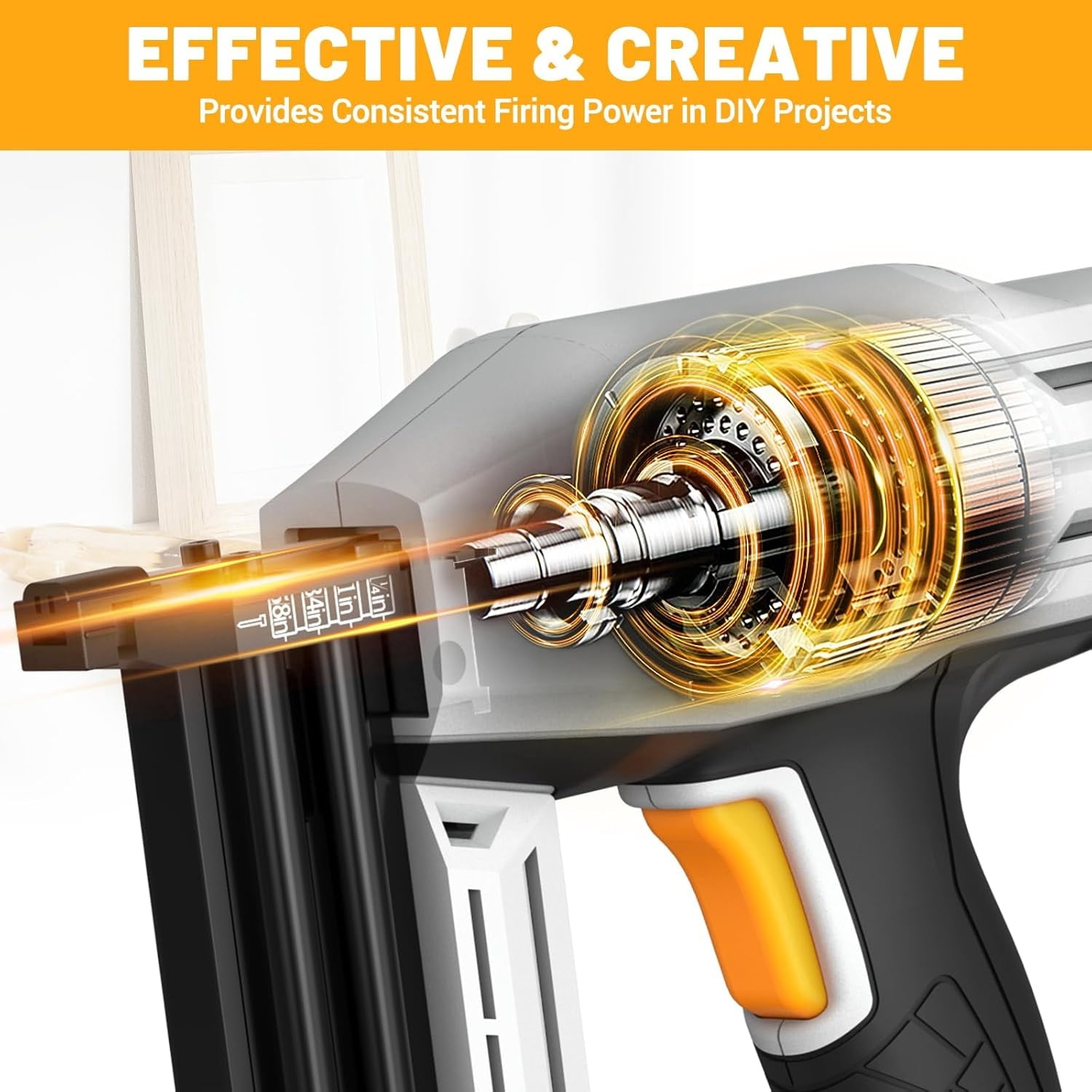 2-in-1 electric nail gun, size 18 heavy-duty nail gun, 120V, suitable for indoor decoration, woodworking DIY， Comes with 200 3/4 inch narrow crown nails and 800 nails.