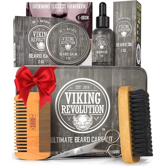 Ultimate Beard Kit - Beard Grooming Kit with Beard Brush, Beard Comb, Beard Balm, Beard Oil, Beard & Moustache Scissors - Gifts for Men