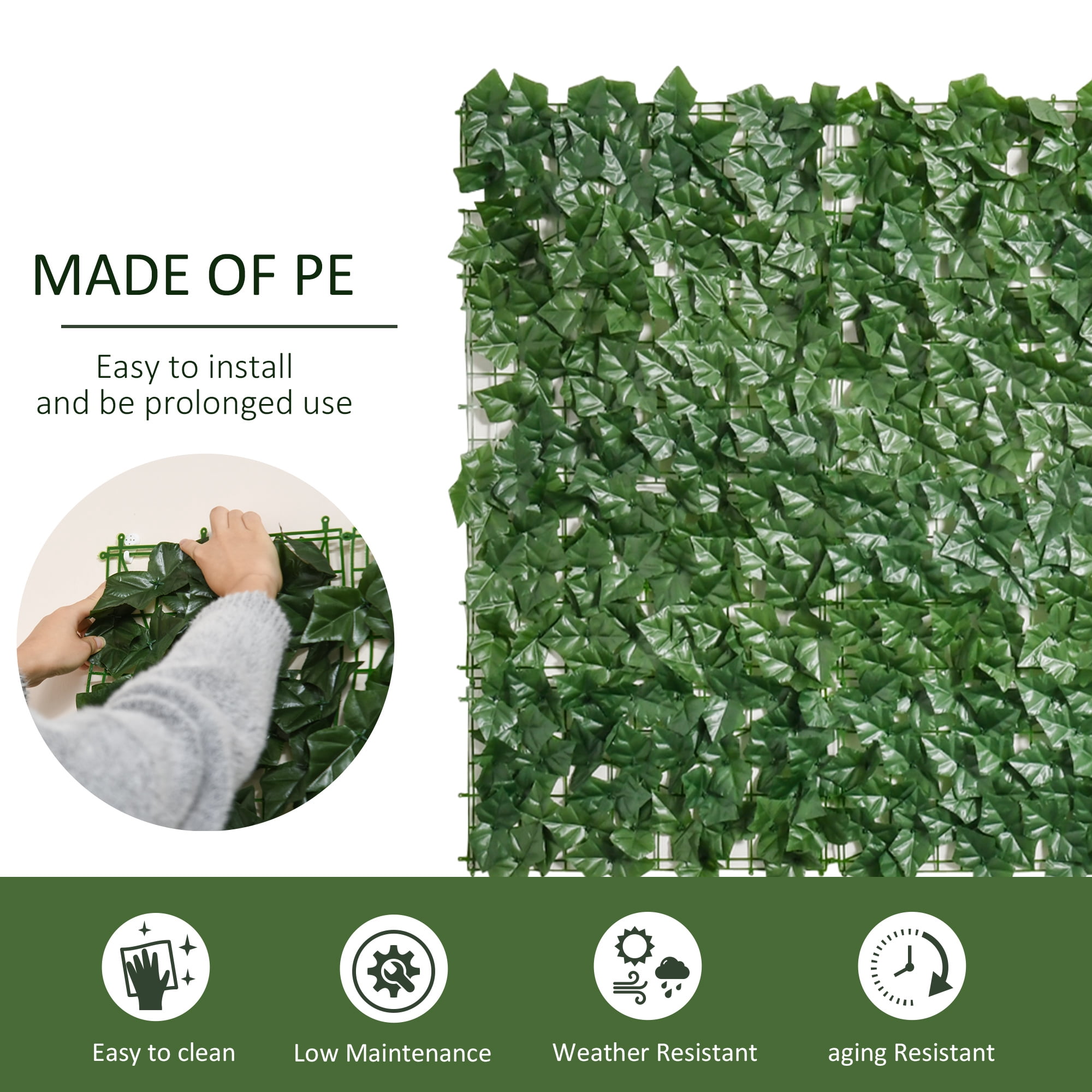 Artificial Grass Wall Panels, Dark Green Ivy Greenery Backdrop for Indoor Outdoor Garden Fence Backyard Privacy Decor
