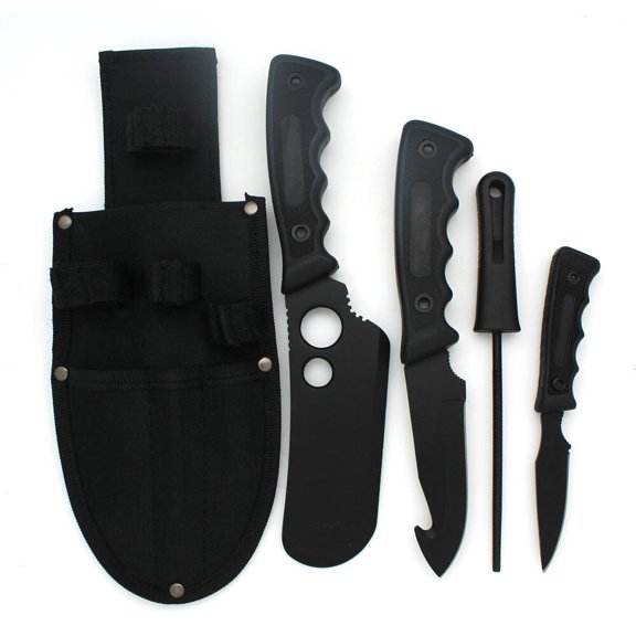 Snake Eye Tactical Heavy Duty 5PC Big Game Hunting Knife Set Black