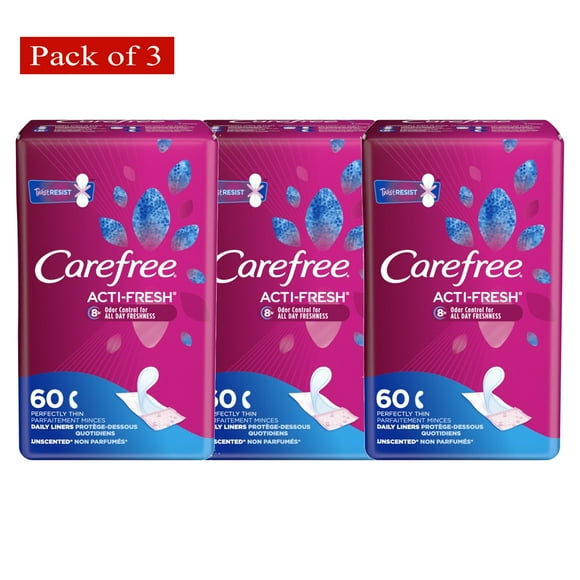 Carefree Acti-Fresh Body Shape Mince à Emporter, 60 Unités (Lot de 3)