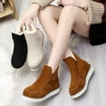 thumbnail image 3 of Botas de nieve de invierno de talla grande, con suela gruesa y punta redonda, sin cordones, informales, de estilo europeo y americano, de caña baja, cortas para mujer, 3 of 5