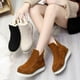 thumbnail image 3 of Botas de nieve de invierno de talla grande, con suela gruesa y punta redonda, sin cordones, informales, de estilo europeo y americano, de caña baja, cortas para mujer, 3 of 5