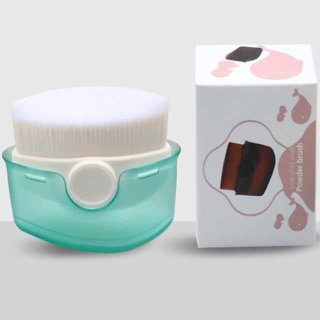 Brocha de maquillaje portátil de cerdas de fibra con mango de plástico y tapa transparente