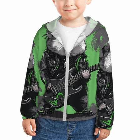

Qekee Rock Guitar Guinea Pig Print UPF 50+ Kids Sun-Protective Hooded Long Sleeve Rash Guard for Fishing Water Beach Sports -3 Years