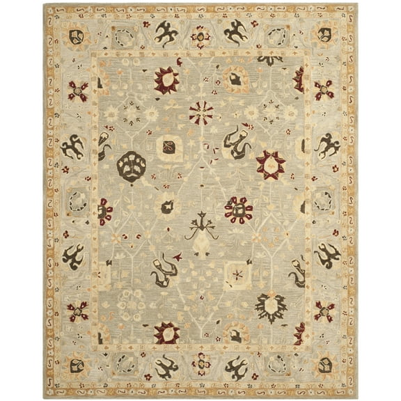 SAFAVIEH Anatolia Scott Floral Wool Area Rug, Beige/Sage, 8' x 10'