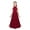 Burgundy, variant on Kids Girls Lace Party Long Dress Halter Evening Pageant Wedding Bridesmaid Dress Prom Gown Pink 10