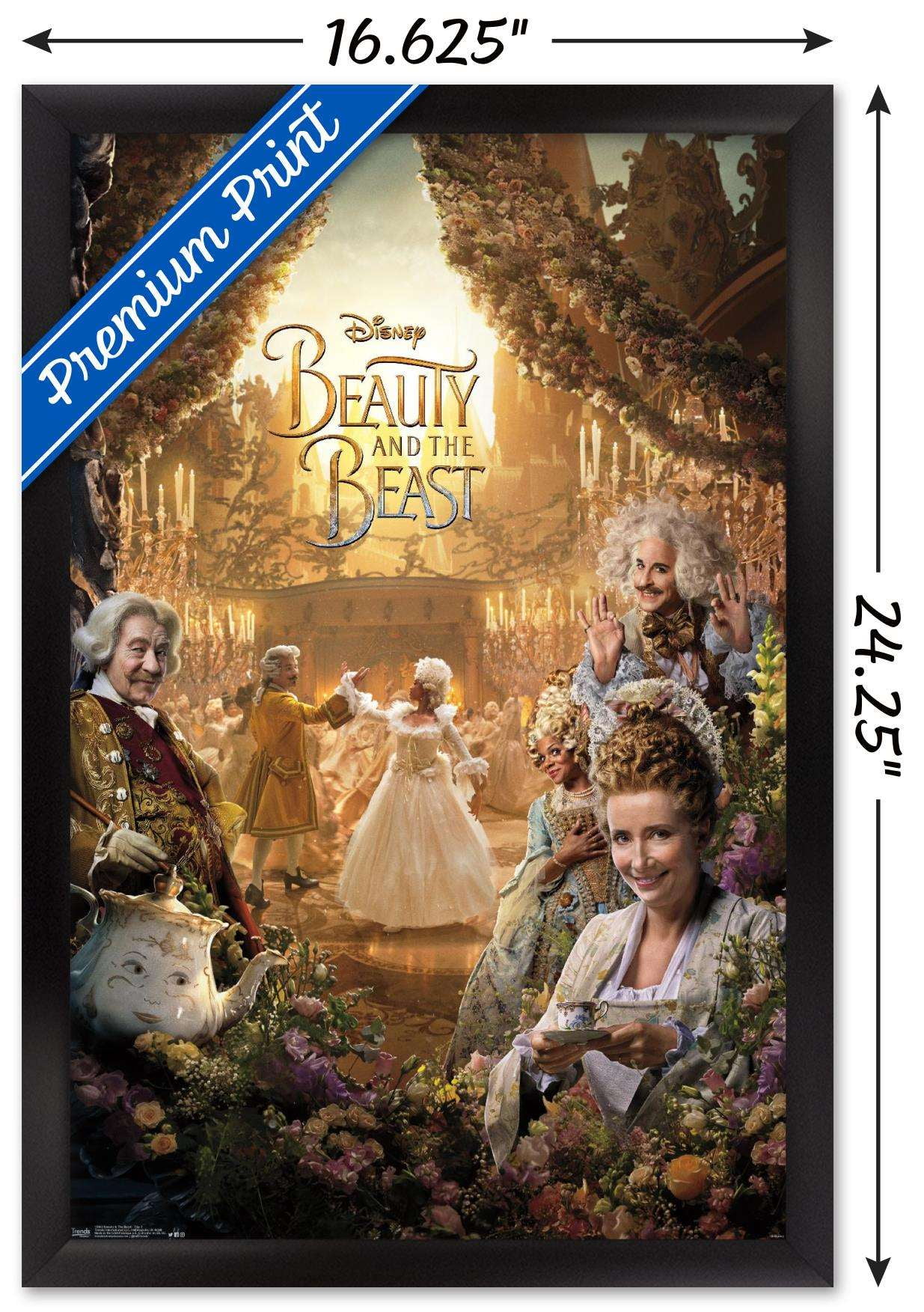 Disney Beauty And The Beast - Triptych 3 Wall Poster, 14.725" x 22.375", Framed