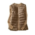thumbnail image 2 of jtjvou Women Plus Size Puffer Vest Collarless Full Zip Sleeveless Jackets Lightweight Quilted Padded Warm Coat Outerwear Brown XL, 2 of 4