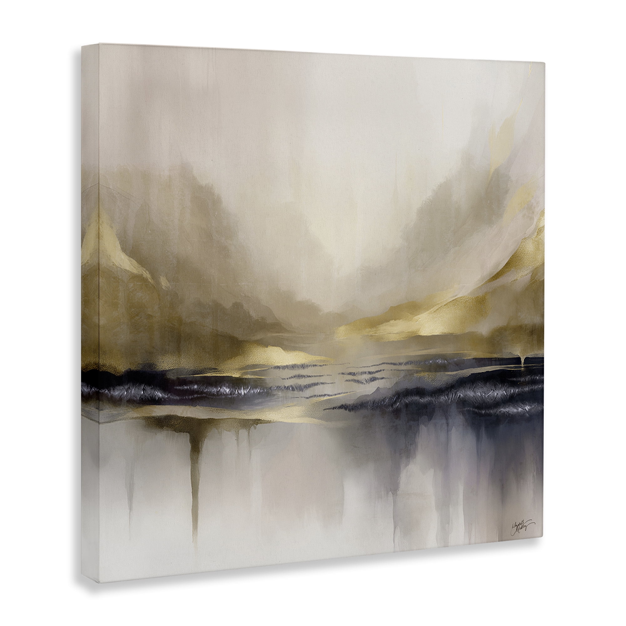 Stupell Industries Abstract Meadow Gold Accent Abstract Painting Wrapped Canvas Art Print Wall Art, 36 x 36