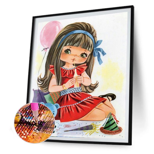 Cuadros Decorativos Kit de pintura de diamante 5D DIY Little Girl Full Round Drill Mosaic Art (X175) Likrtyny embutido en tela