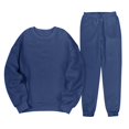 thumbnail image 2 of Liyamei Ensemble Mode Automne et Hiver pour Femmes Couleur Unie Col Rond Tête Plus Velours Manches Longues Pantalon Long Ensemble Chandail, 2 of 5