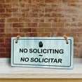 thumbnail image 4 of No Soliciting No Solicitar | Rustic Light Blue Wood 5 x 10" Hanging Sign, 4 of 8