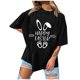 thumbnail image 1 of Blusa informal de manga corta con cuello redondo y estampado de Pascua para mujer Pompotops hfajkhk128315, 1 of 6