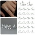 thumbnail image 4 of initial rings for women teen Initials Letter Rings For Women Silver Stainless Steel Letter Finger Adjustable A-Z Name Ring Boho Cubic Zirconia Jewelry Wedding Birthday Gifts #02 M,One Size, 4 of 4