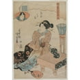 thumbnail image 2 of Utagawa Kunisada (Toyokuni III) 14x18 Black Ornate Wood Framed Double Matted Museum Art Print Titled - Muraogi, from the Series the False Murasaki's Rustic Genji (Nise Murasaki Inaka Ge, 2 of 5