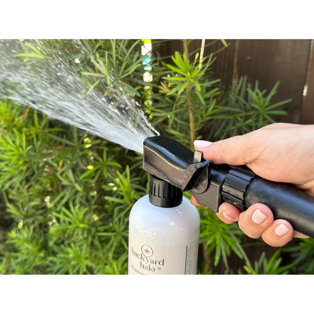 Backyard Halo End Hose Sprayer Kit | Natural and Safe Mosquito and Insect Barrier | Great for Yards | Two 16 oz Bottles | 1000 Sqft
